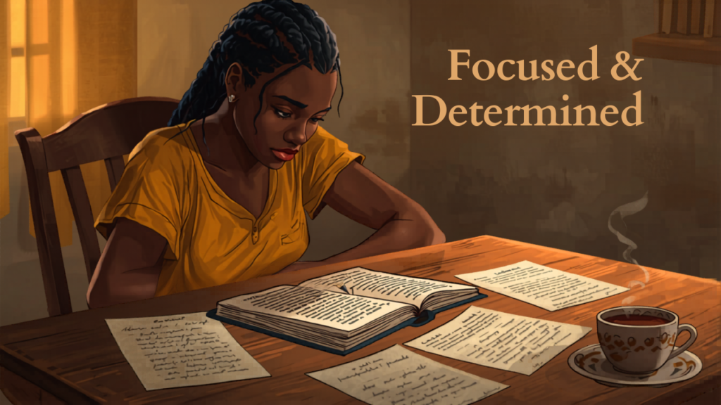 Candidate au concours CAFOP-IA en Côte d'Ivoire révisant les annales et ses cours pour réussir le concours