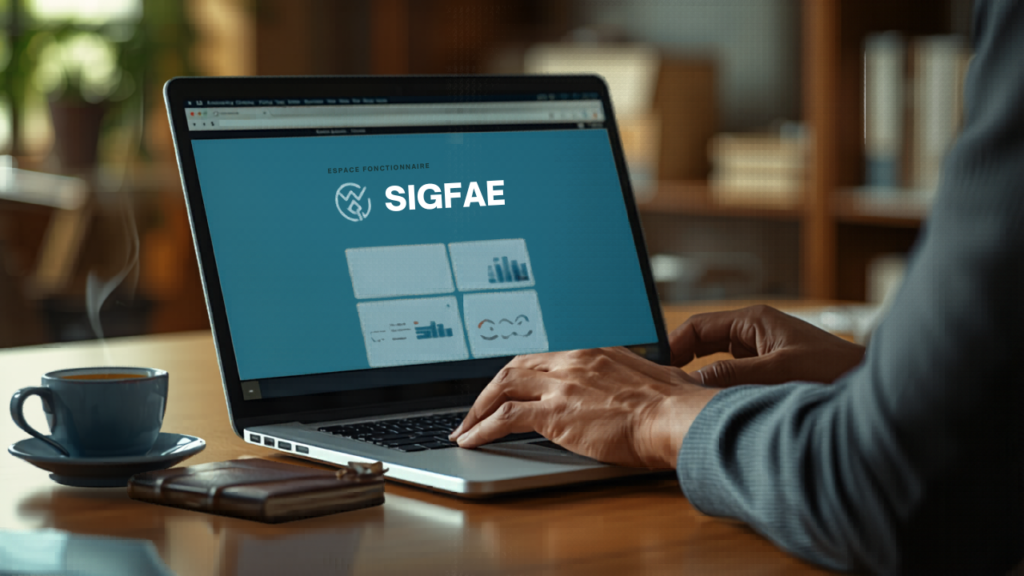 Agente de bureau utilisant son Espace Fonctionnaire SIGFAE en Côte d'Ivoire pour sa gestion de carrière.